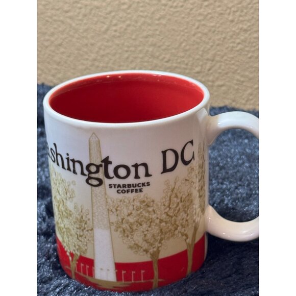 Starbucks Washington DC Collector Mug 16 Oz White & Red Ceramic 2012 Series - Picture 2 of 7